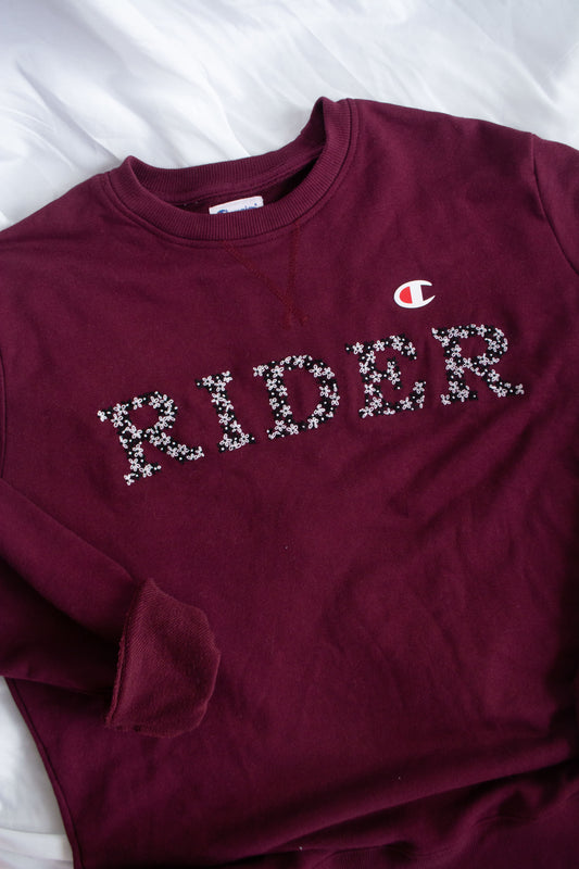 RIDER Hand-Embroidered Sweatshirt Size L